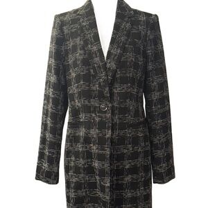 Tommy Hilfiger Black and White Plaid Women's Collar Dust Jacket Size 4